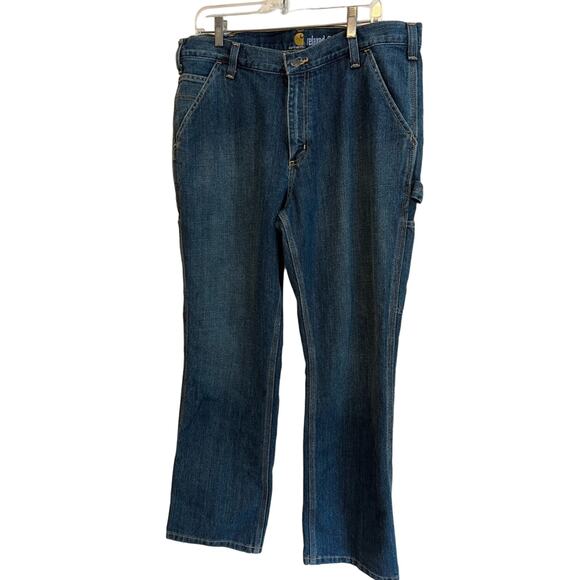 Carhartt Blue Carpenter Jeans Cargo Pants Work Bottoms Denim Relaxed Fit W36 L30 - Picture 1 of 8